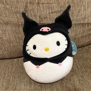 Hello kitty Jazwares Squishmallows Sanrio 8" Plush black hoodie skull